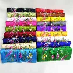 Oriental Silk Jewelry Roll Wrap Jewelry Pouch Organizer Travel Storage Case
