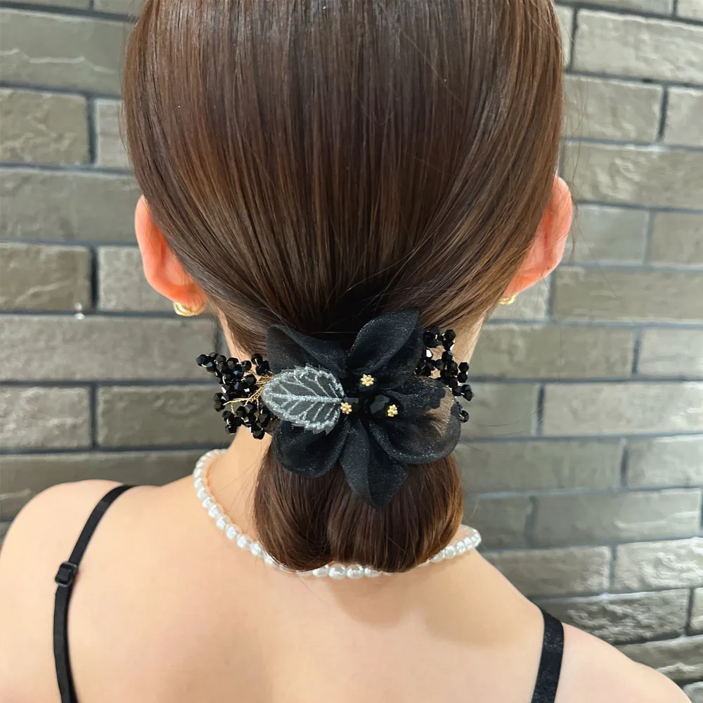 Blumen-Haargummis, modische und hochwertige Haargummis für den Dickdarm, Perlen-Haargummi, Accesorios Para El Cabello, Haar-Accessoires