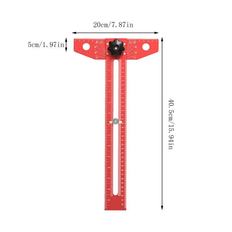 T Square Adjustable Aluminum Alloy T Ruler Precision T Square Measuring Tool Angle Adjustment For Architecture Carpentry Drawing