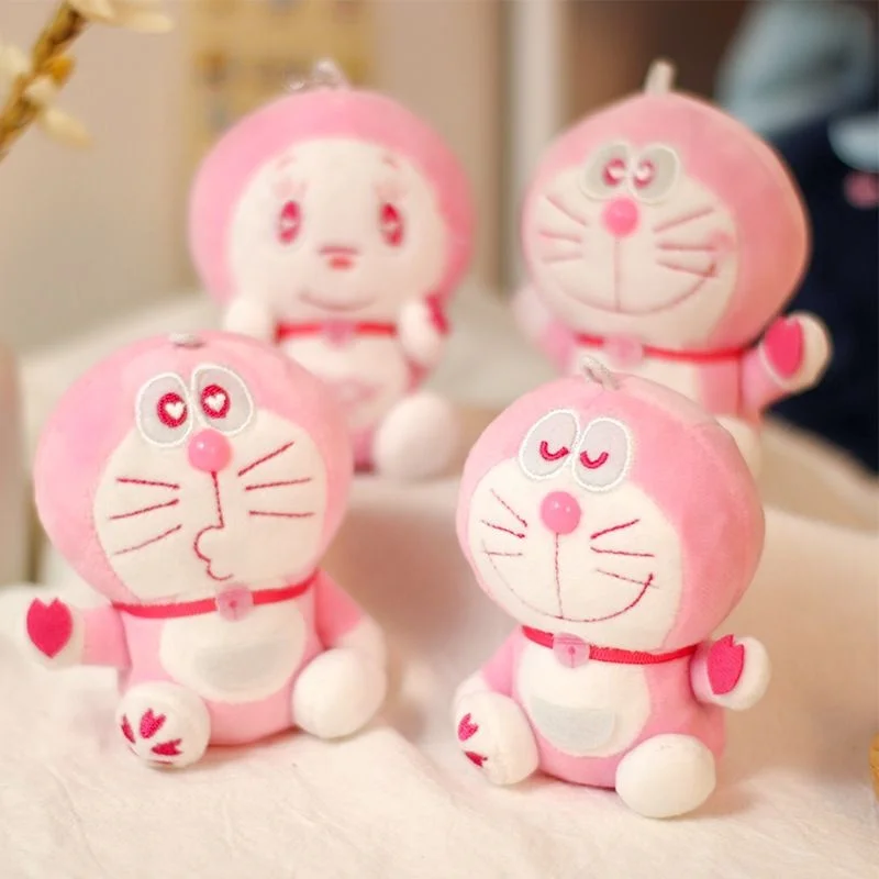 Anime Doraemon Dorami Pink Cherry Blossom Series Pink Plush Stuffed Doll Keychain Key Loss Prevention Itabag Charm Girl Gifts