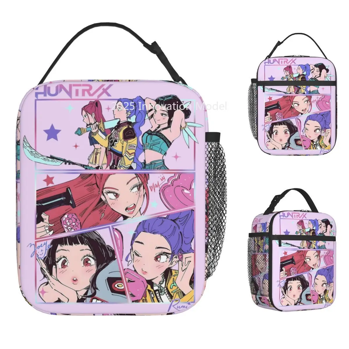 Reusable Fashionable Handbag Multi Functional Bag Huntrix Girlgroup K-Pop Group Demon Hunters Lunch Bag Cute Lunch Box For Child