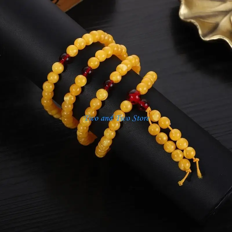 HX6F Round Amber Beads Bracelet Neck Jewelry Ergonomic Design Enjoy Daily Comfort