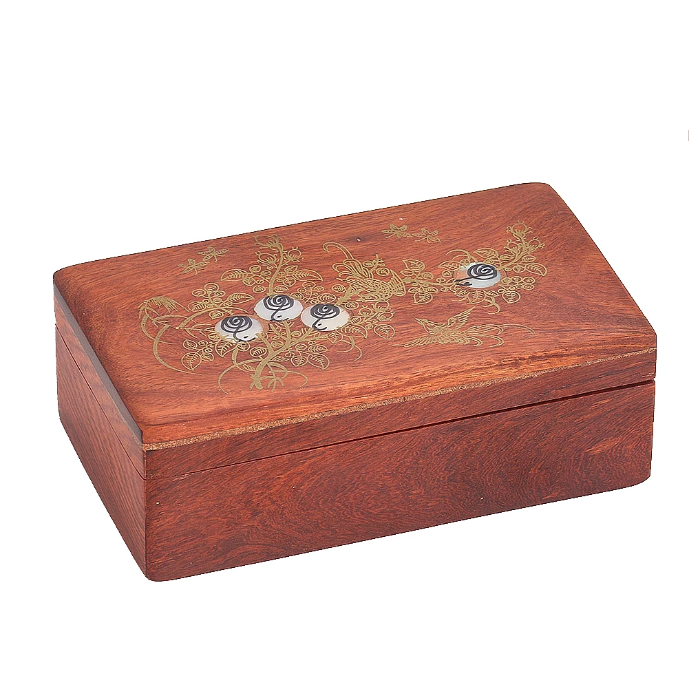 Wooden Jewelry Box Magnetic Buckle Seashell Pearl Necklace Storage Box for Household Small Part Organize Needle Thread Cassette