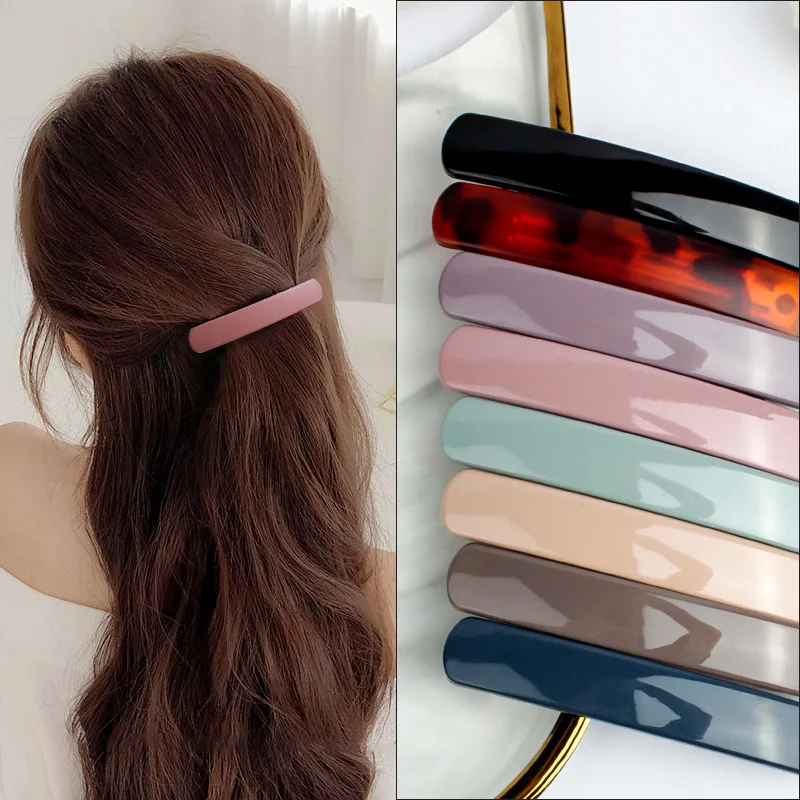 Solid Color Barrettes for Woman Simple and Practical Metal Hair Clips Korean Fashionable Hair Accessories