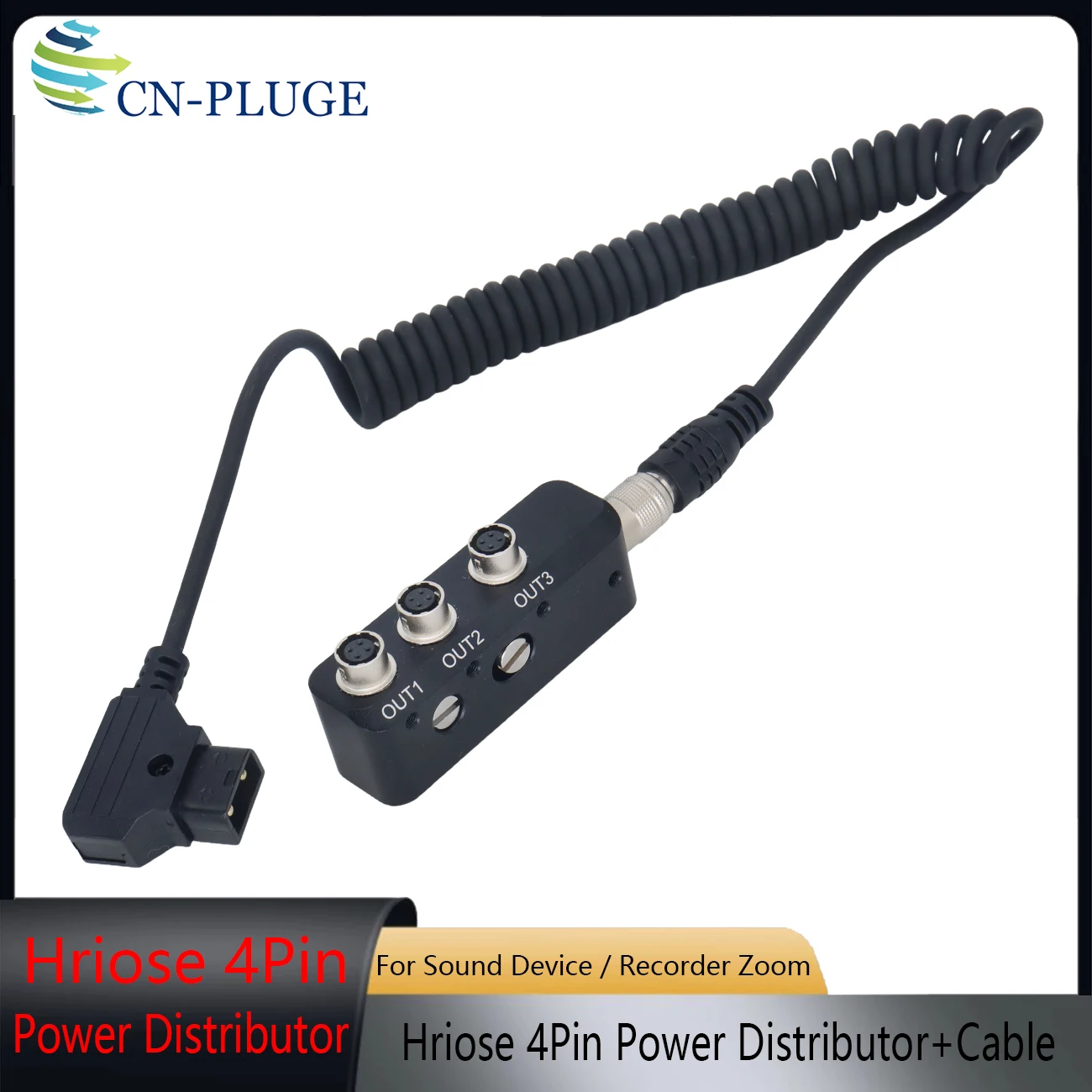 Hriose 4pin Out 6 AMP 4pin Female Power Distributor for Sound Device 644 633/Recorder Zoom F4 F8 Power Cord