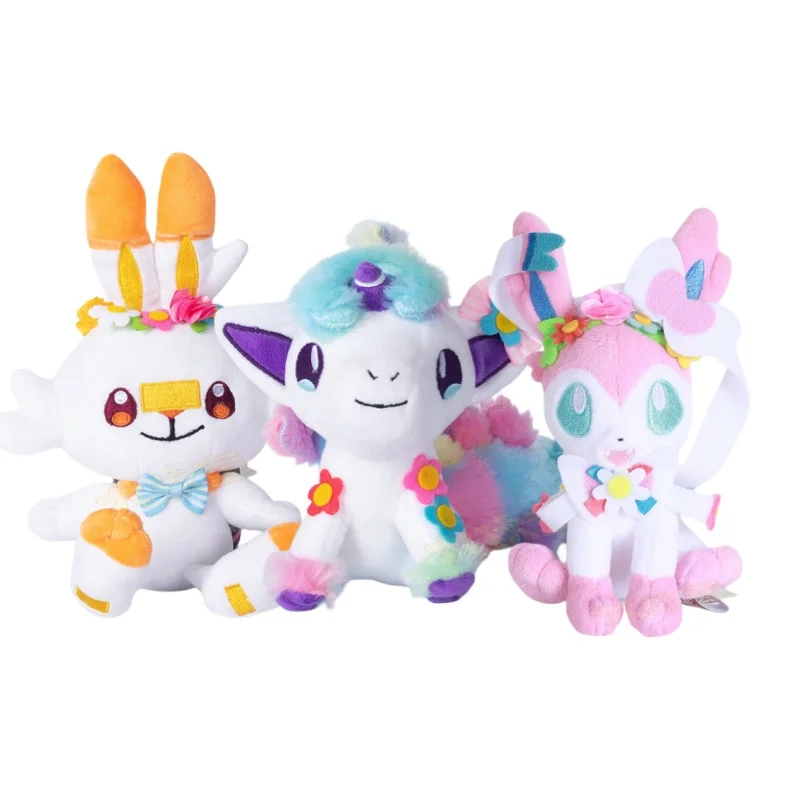 Easter Pokemon Toys Plush Pikachu Scorbunny Pawmot Ponyta Galar Sylveon Eevee Wooper Wedding Decor Kids Pocket Monster Fans