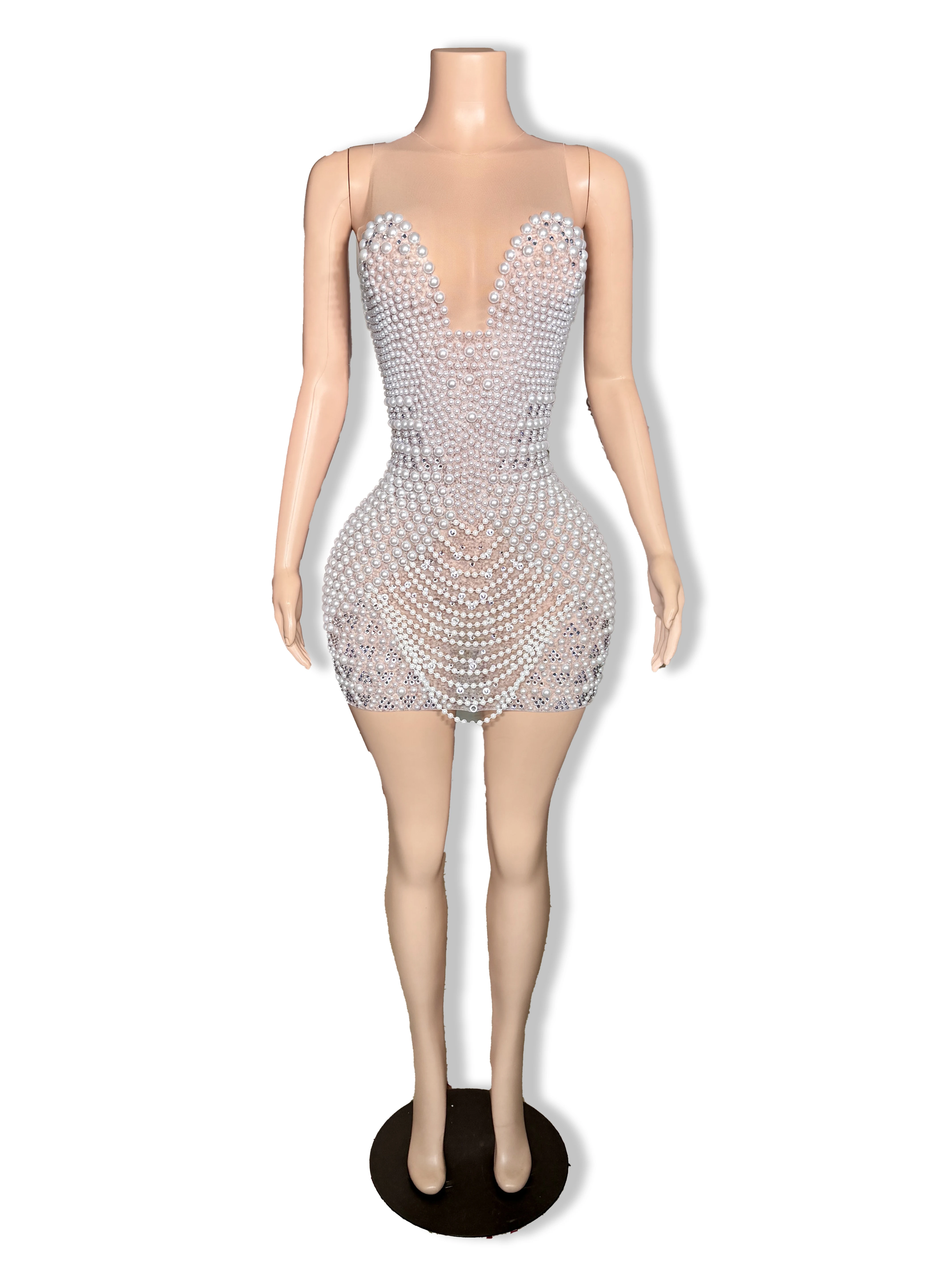 ZD New Mesh Dress Luxury Evening Celebrate Prom Birthday Party Transparent Rhinestones Short Singer Stage Wear