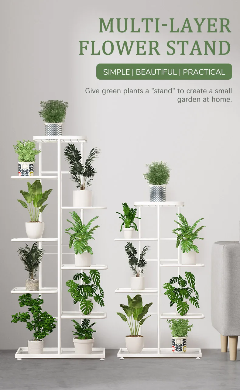Flower Stand Rack Storage Shelf Iron Plant Holder Home Garden Flower Pot Organizer Living Room Balcony Storage Rack Shelves