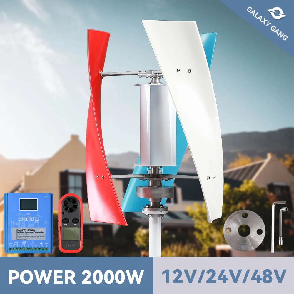 Wind Turbine Generator 2000w 5000W 12V 24V Off Grid MPPT/Charge Controller Windmill RV Yacht Farm Small Wind Generator Home Use