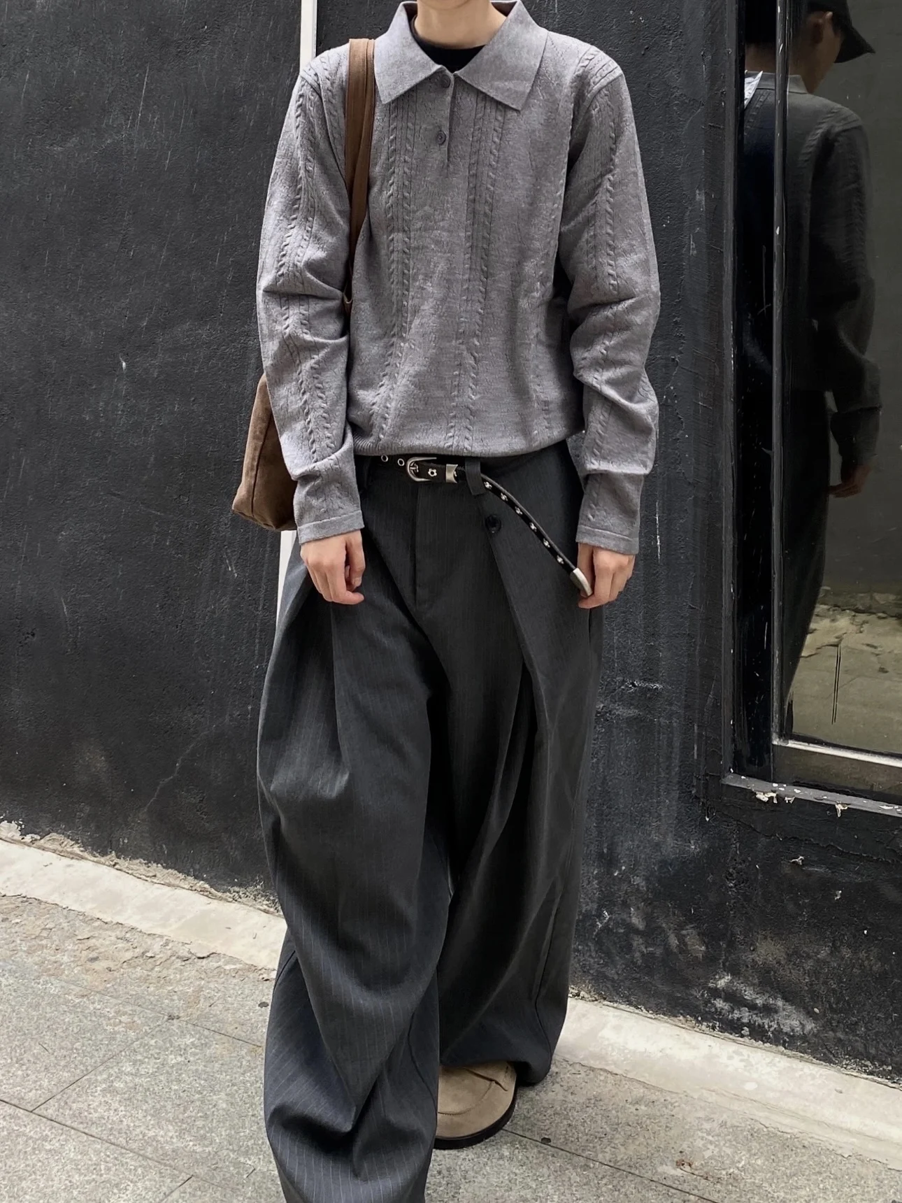 

Retro American Texture Knitwear Collar Long Sve Men Women Sle Autumn Winter Loose Fit Breathable Comfortable Skin-F...