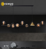 Vintage Industrial Linear Pendant Lamp Glass Ball Ceiling Light Fixture LED Energy-Efficient for Dining Room Living Room Bedroom