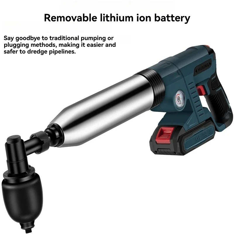 Electric High-pressure Drain Blaster Tool Set, Stainless Steel Toilet Plunger & Pipe Dredger Unblocker Kit​ Clog Remover