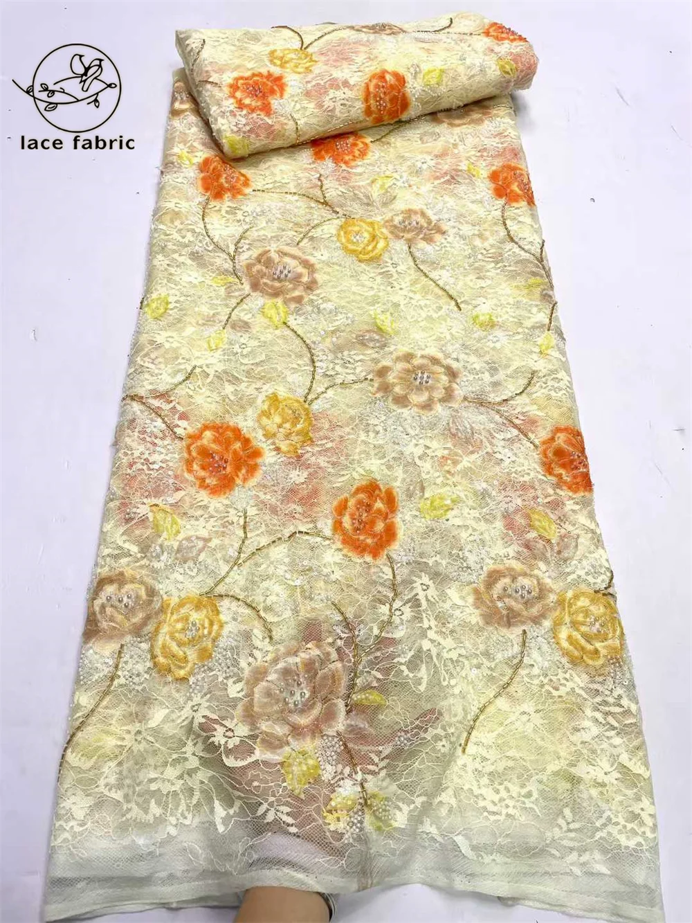 

Luxury Sequins Lace Fabric 2026 High Quality French African Mesh Lace Fabric Nigerian Embroidery Fabric For Sewing Dress 5 Yards