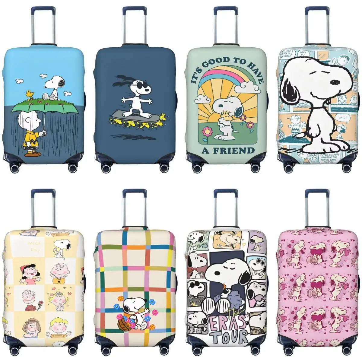 Snoopy Cartoon Anime Print Suitcase Cover Cruise Trip Vacation Strectch Luggage Supplies Protector