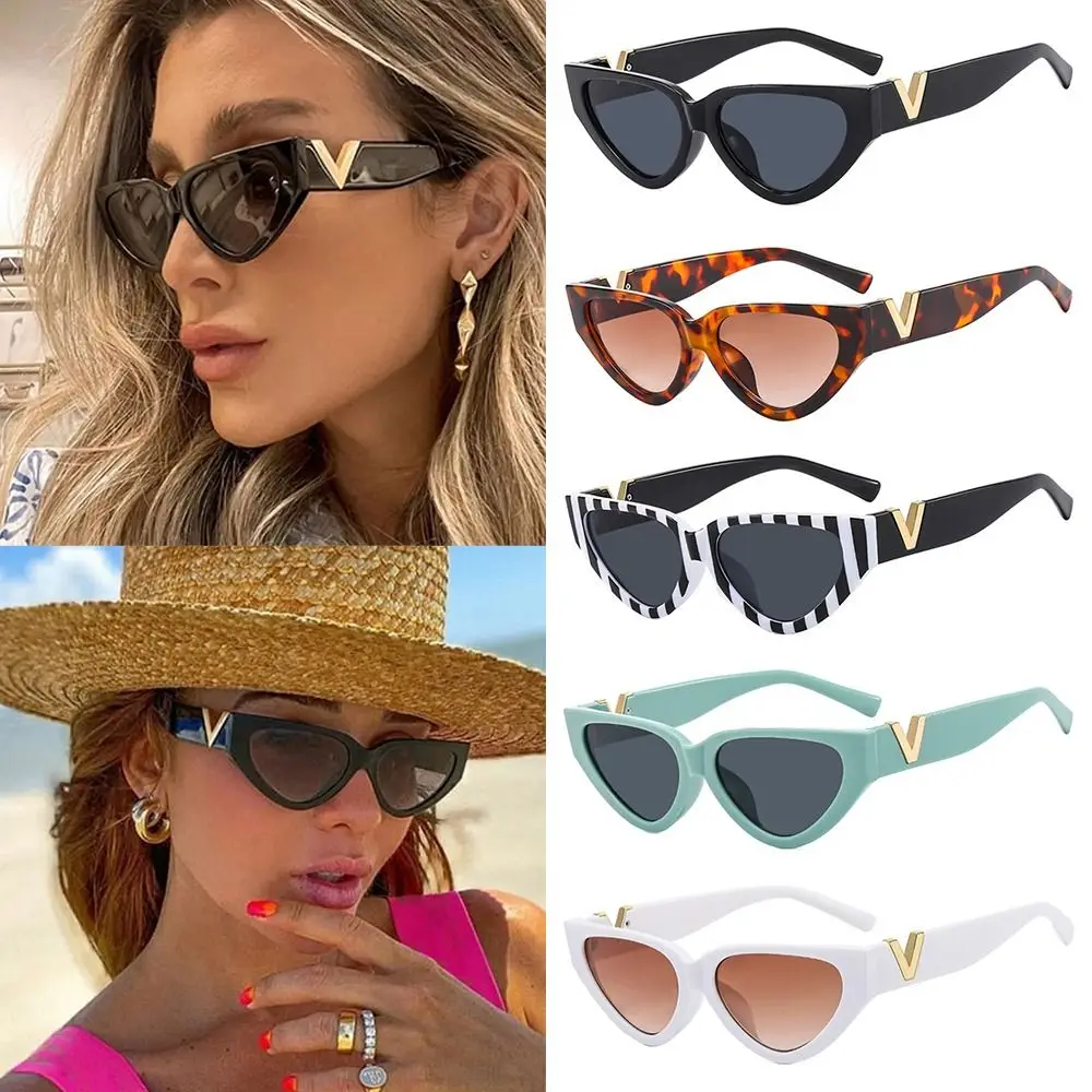 Vintage Aesthetic Cat Eye Sunglasses UV400 Protection Y2K Black Shades 90s Glasses for Beach/Travel/Streetwear