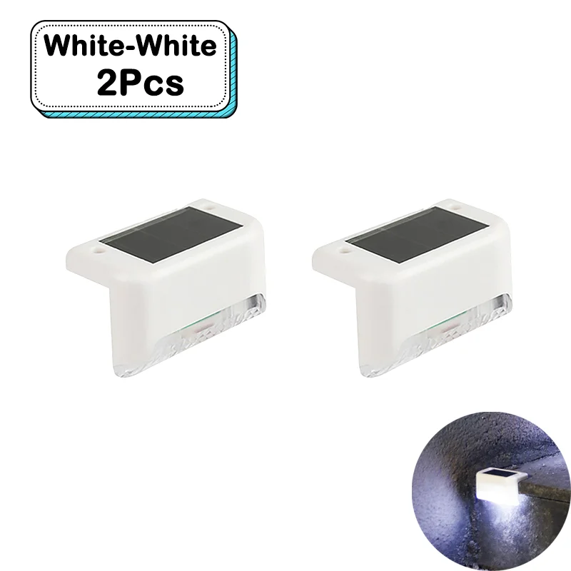 Outdoor Solar Step Lights Warm witte LED waterdichte trappadverlichting voor tuin terras hek balkon decoratie zonne-energie