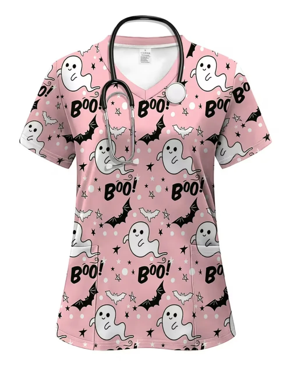 uniforme-medico-de-halloween-para-mulher-com-estampa-3d-de-abobora-e-fantasma-modelo-casual-de-verao-com-decote-em-v-e-bolsos-conjunto-de-uniforme-de-enfermeira-moderno-de-manga-curta