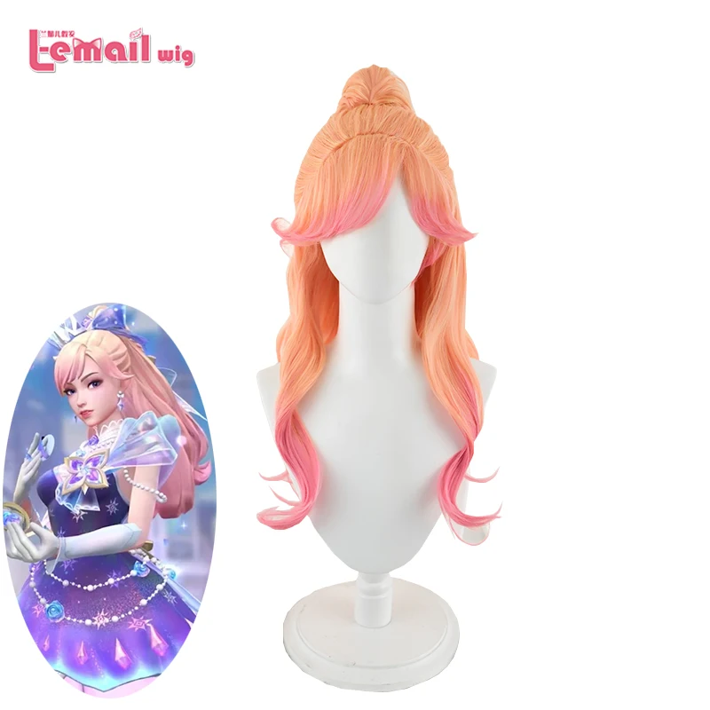 L-email wig Synthetic Hair Game  LOL Prestige Crystal Rose Lux Cosplay Wig 60cm Gradient Color Women Wigs Heat Resistant Hair