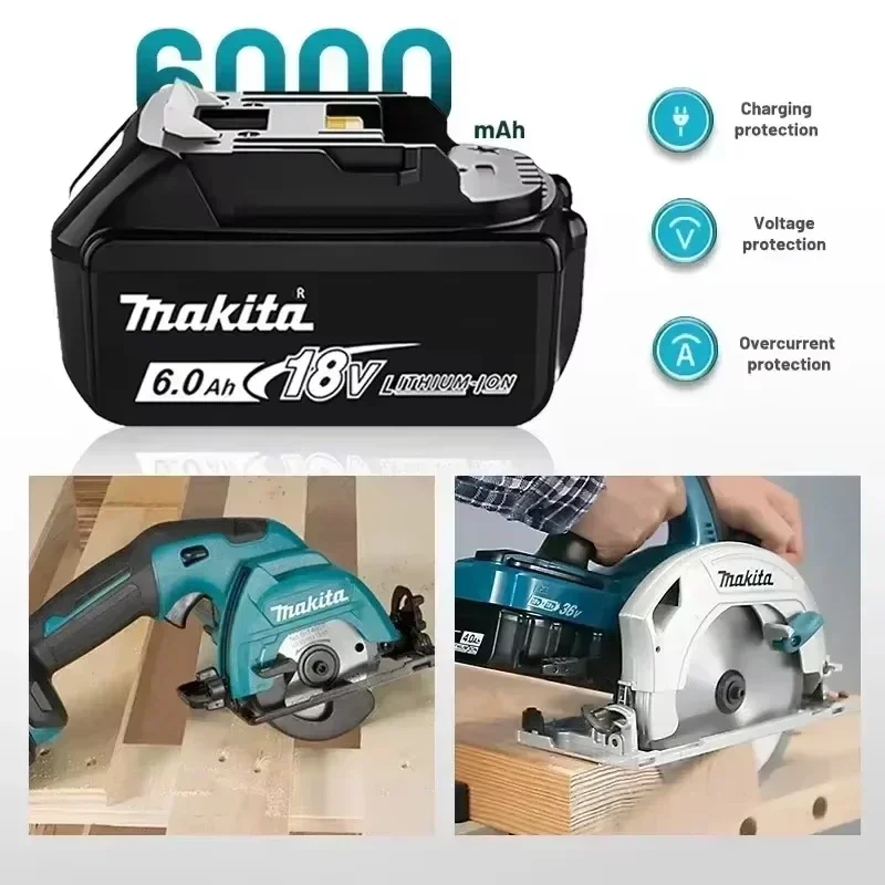 Genuine 6AH makita 18V Battery Power Tools Li-ion Replacement  BL1860 BL1850 BL1840 BL1830 for Makita 18V Tool Battery with BMS