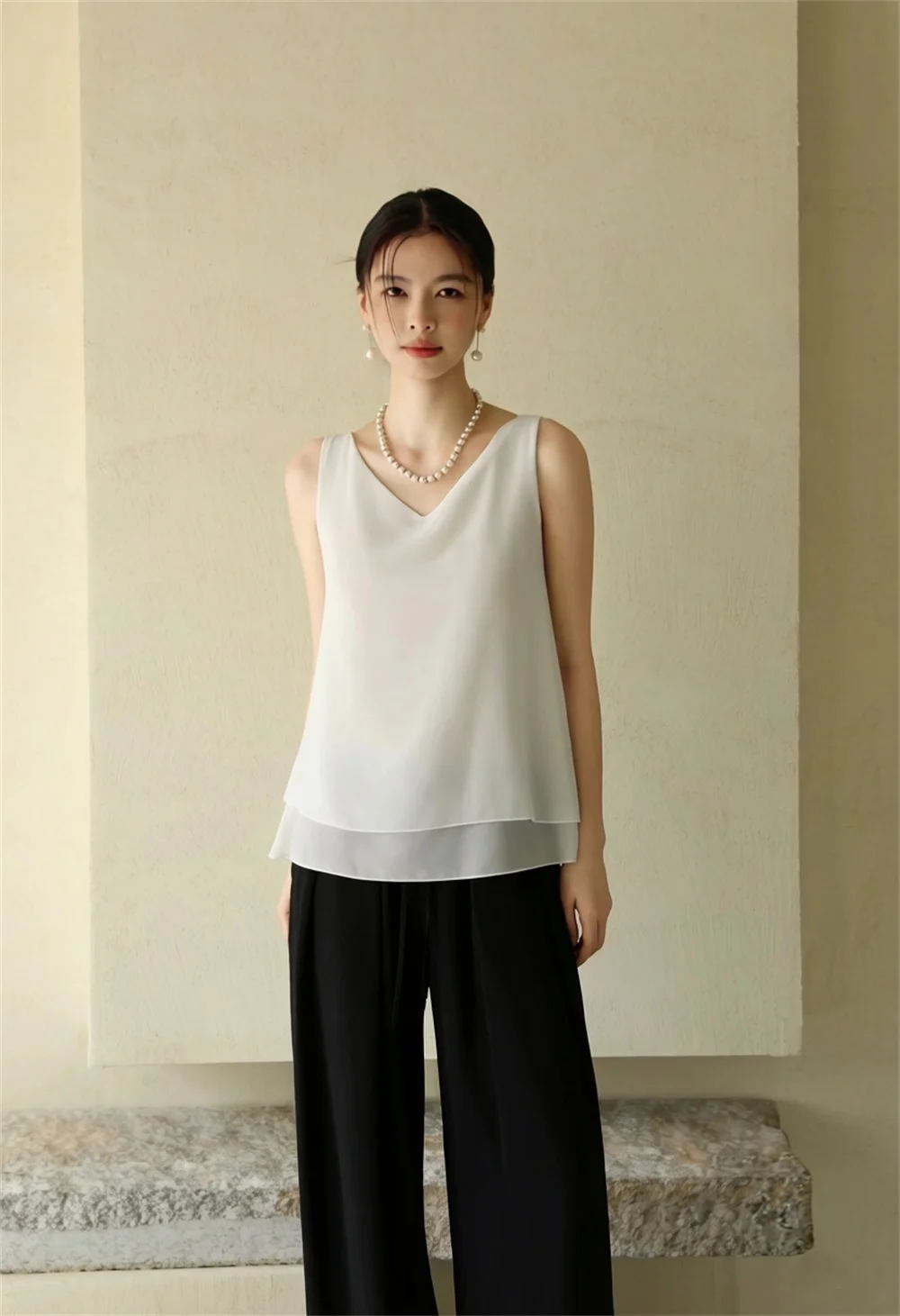 Summer New plus Size Women's Tank Top Cover Belly Sleeveless Chiffon Vest Outerwear Fashionable Commute Style Loose Fit - view 5