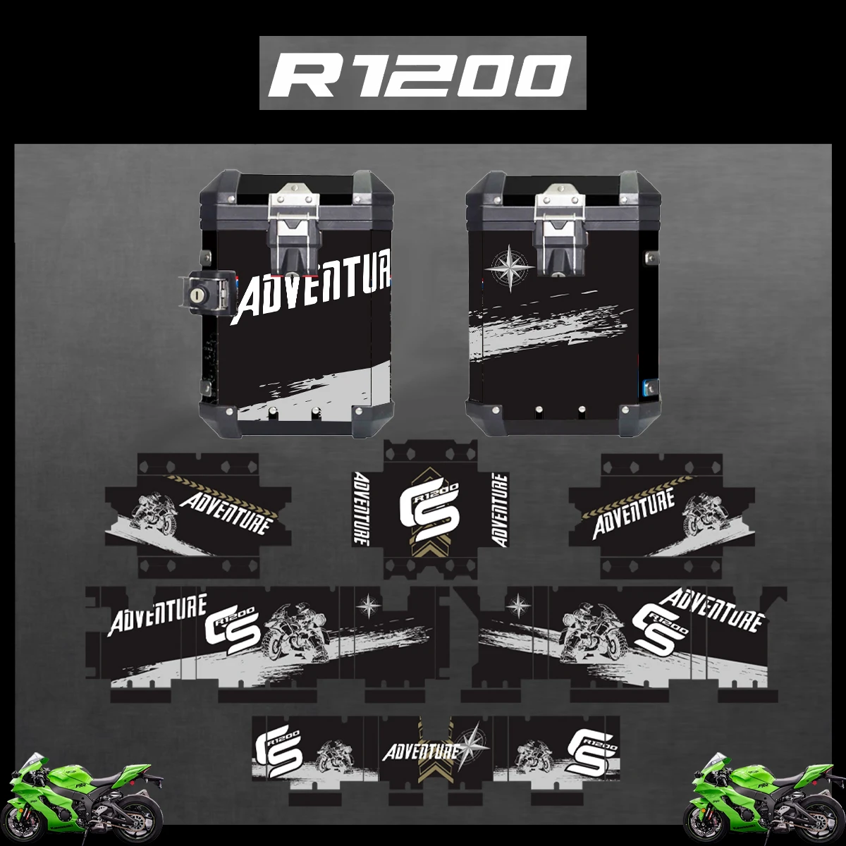

Motorcycle Stickers For BMW R1200GS R1200 GS 2004-2023 2022 2021 ADV Decorative Alloy Box Sticker Decal Set aluminium pannier