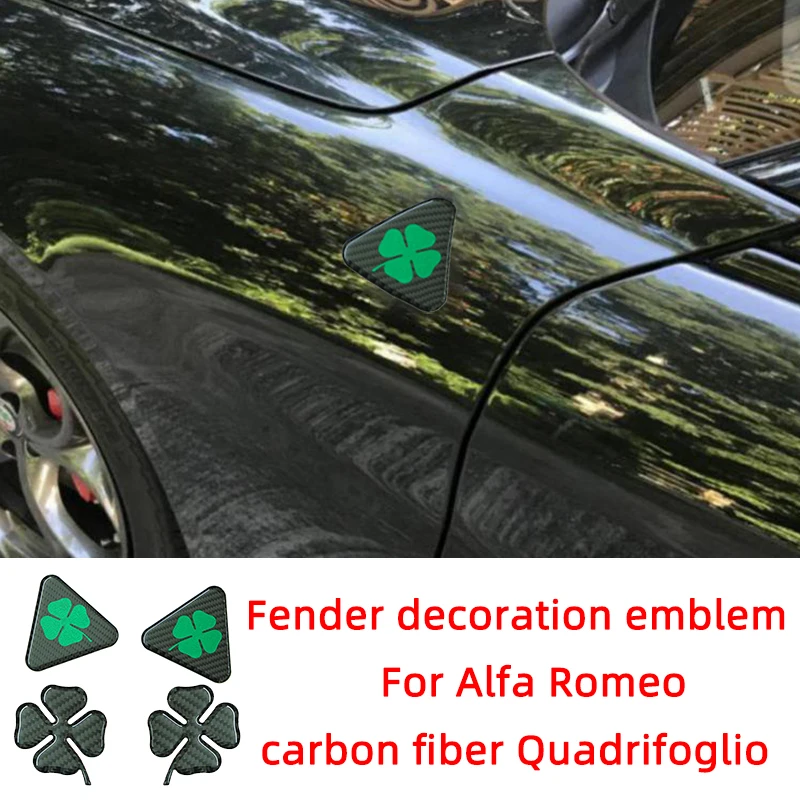 Quadrifoglio Carbon Fiber Car Stickers Fender Decoration For Alfa Romoe Giulia Stelvio 159 147 Spider Brera Exterior Accessories