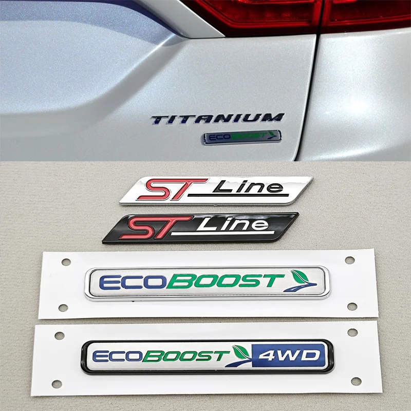 3D ABS Car Sticker Logo ST Line ECOBOOST 4WD Logo Rear Trunk Badge Fender Side Emblem Decals For Ford Focus Fiesta Mondeo etc