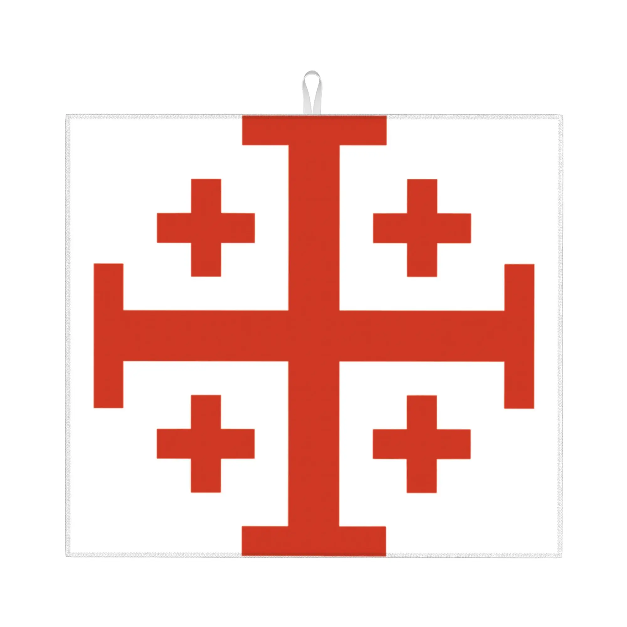 Templar Knight Jerusalem Cross Seal Medieval Warrior Symbol Non‑Slip Waterproof Absorbent Barware Tableware Mat For Kitchen