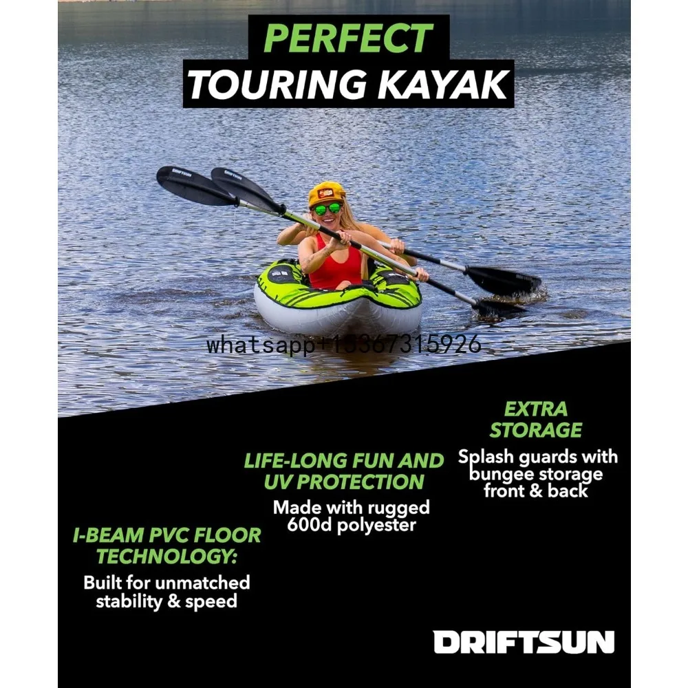 Almanor Inflatable Kayak - Inflatable Touring Kayak - Inflatable 1 and 2 Person Kayaks for Adults with EVA Padded Seats