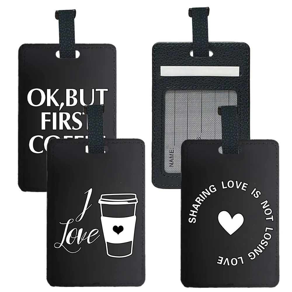 

Women Vintage Travel Boarding Pass Holder Leather Blank Luggage Tag Fashion Scratch Resistant ID Protector Food Pattern