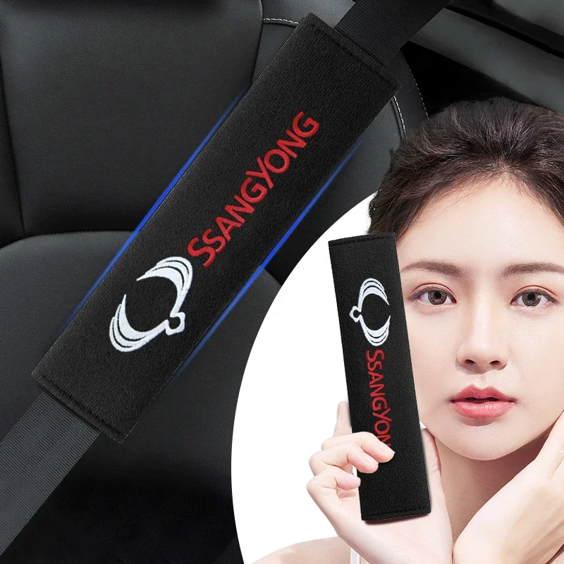 

Cotton Car Seat Belt Cover Protective shoulders Car Decoration Strap For Ssangyong Rexton 2 Tivolan Musso Tivoli Kyron Actyon