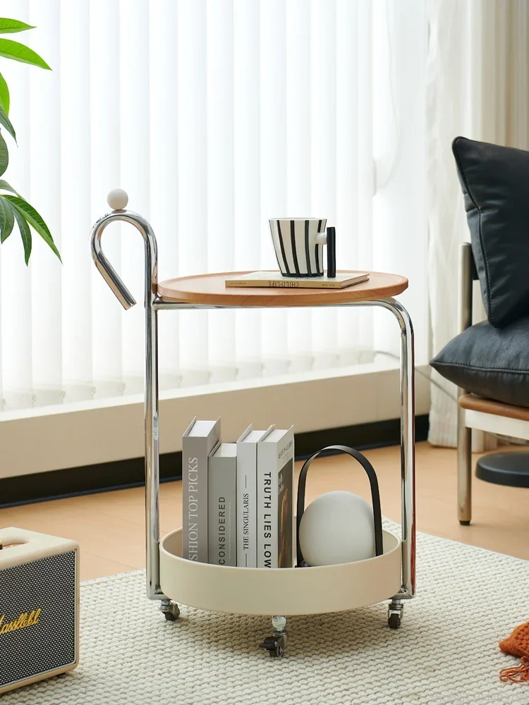 

Vintage Luxe Mobile Side Table - Movable Coffee Table with Wheels Rolling Cart Creative Sofa End Table for Small Spaces