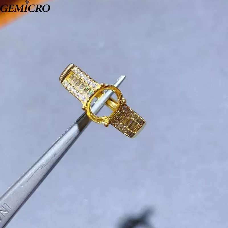 

Кольцо с овальным камнем 6x8 мм, твердое кольцо из стерлингового серебра S925, кольцо «сделай сам», изысканный простой дизайн из бамбукового соединения, легкая роскошь, 3 цвета