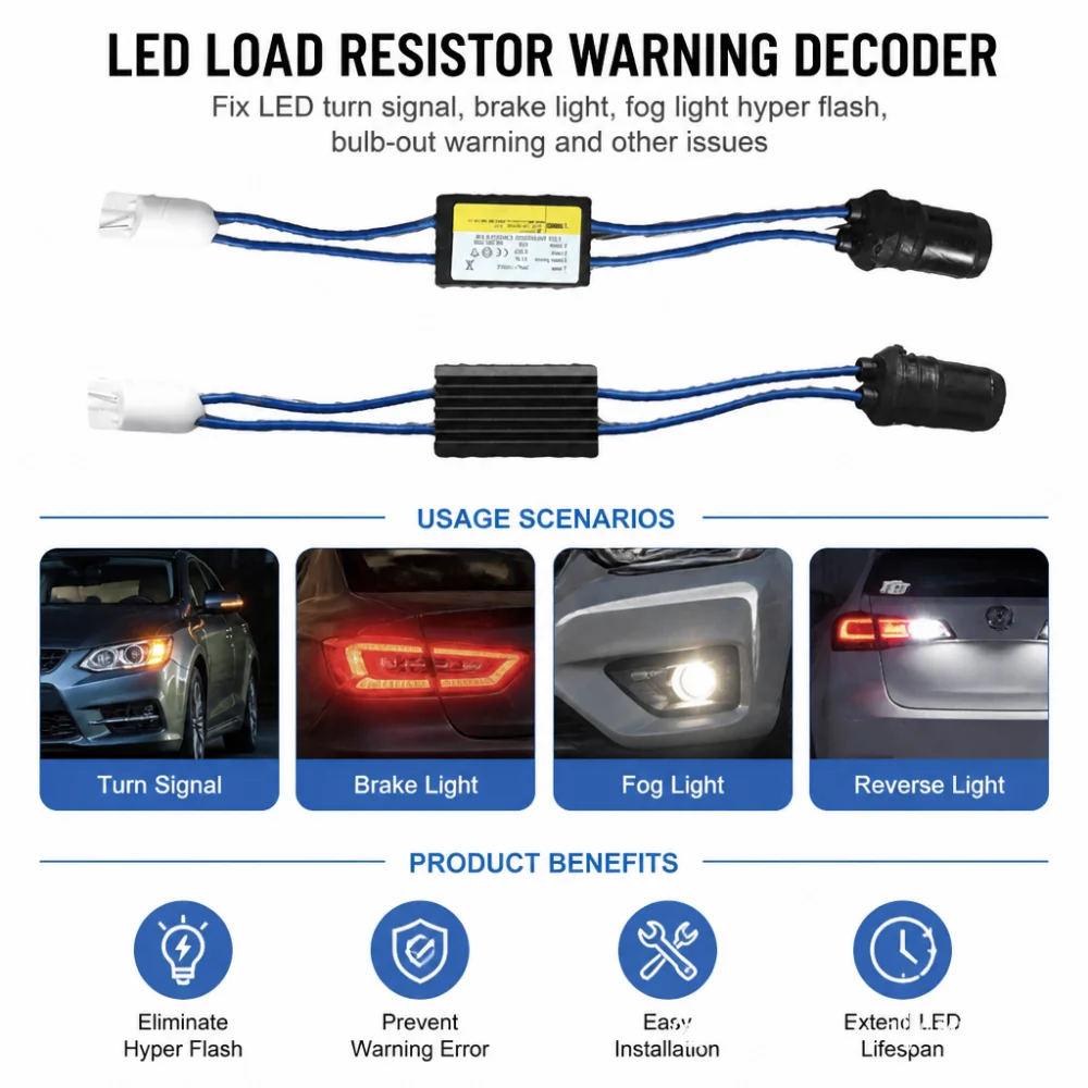 1-2Pcs LED Warning Canceller Decoder Canbus Cable T10 12V OCB Load Resistor Car LED Decoder Car Lights NO Error Hard/Soft Shell