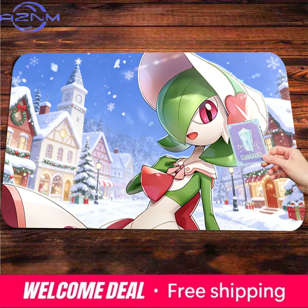 Gardevoir in Snowy Christmas Town Gaming Desk Mat Non-Slip Washable Mouse Pad