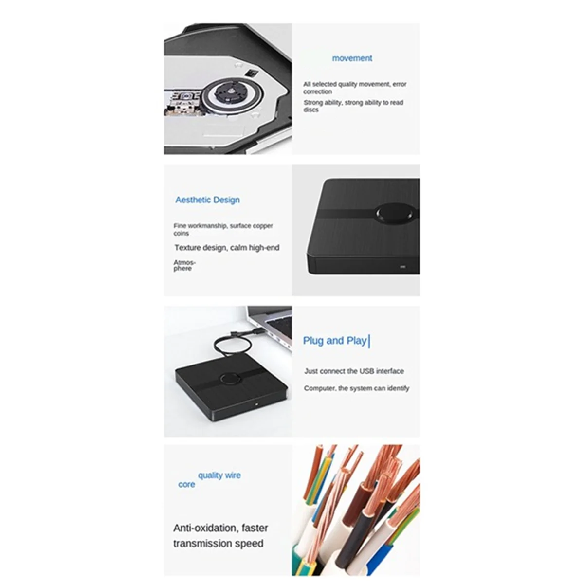 ABDX-External DVD Drive USB 3.0 Portable Optical Drives CD DVD Burner Player Reader for