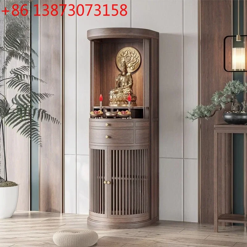New Chinese-style solid wood Buddhist shrine for home use, black walnut Buddhist cabinet, Zen table shrine