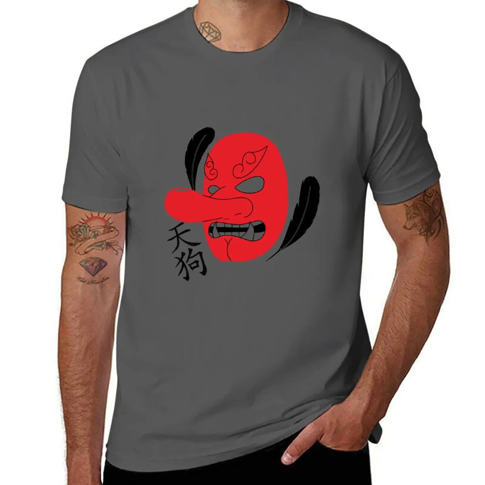 

black mask tengu T-Shirt Big Size Crew Neck T-Shirt
