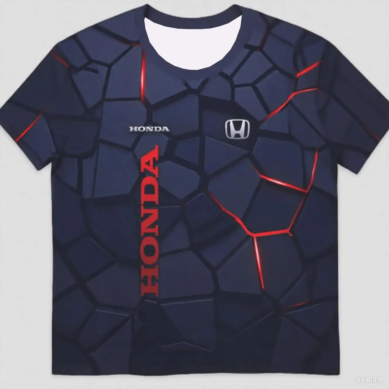 

Motorcycle Riding Crack Printing Quick Drying Breathable Short Sleeve Sport for Men and Women Honda Riding Casual T-shirt Tops