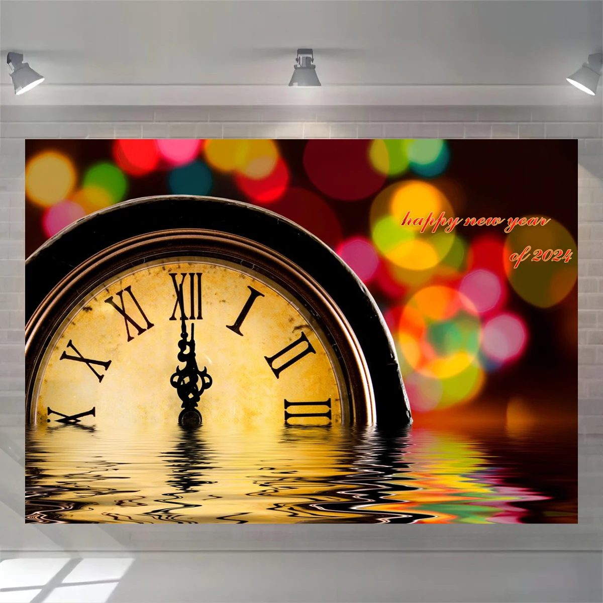 Happy New Year Backdrop Clock Famous City Night Fireworks Background Family Party Decor Banner Chirstmas Festival Decorations