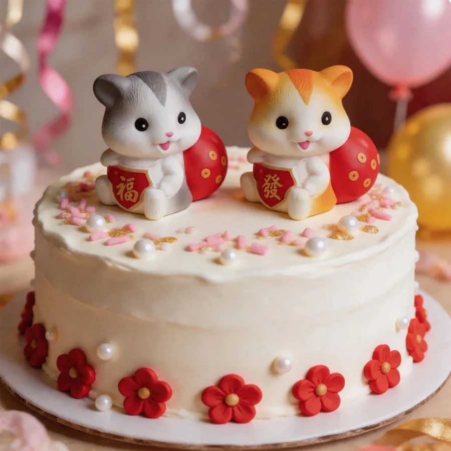 Creative Gold Coin Mouse Cake Decoration Cartoon Lucky Mouse Wealthy Mouse Little Mouse Zodiac Mouse Birthday Baking Ornament