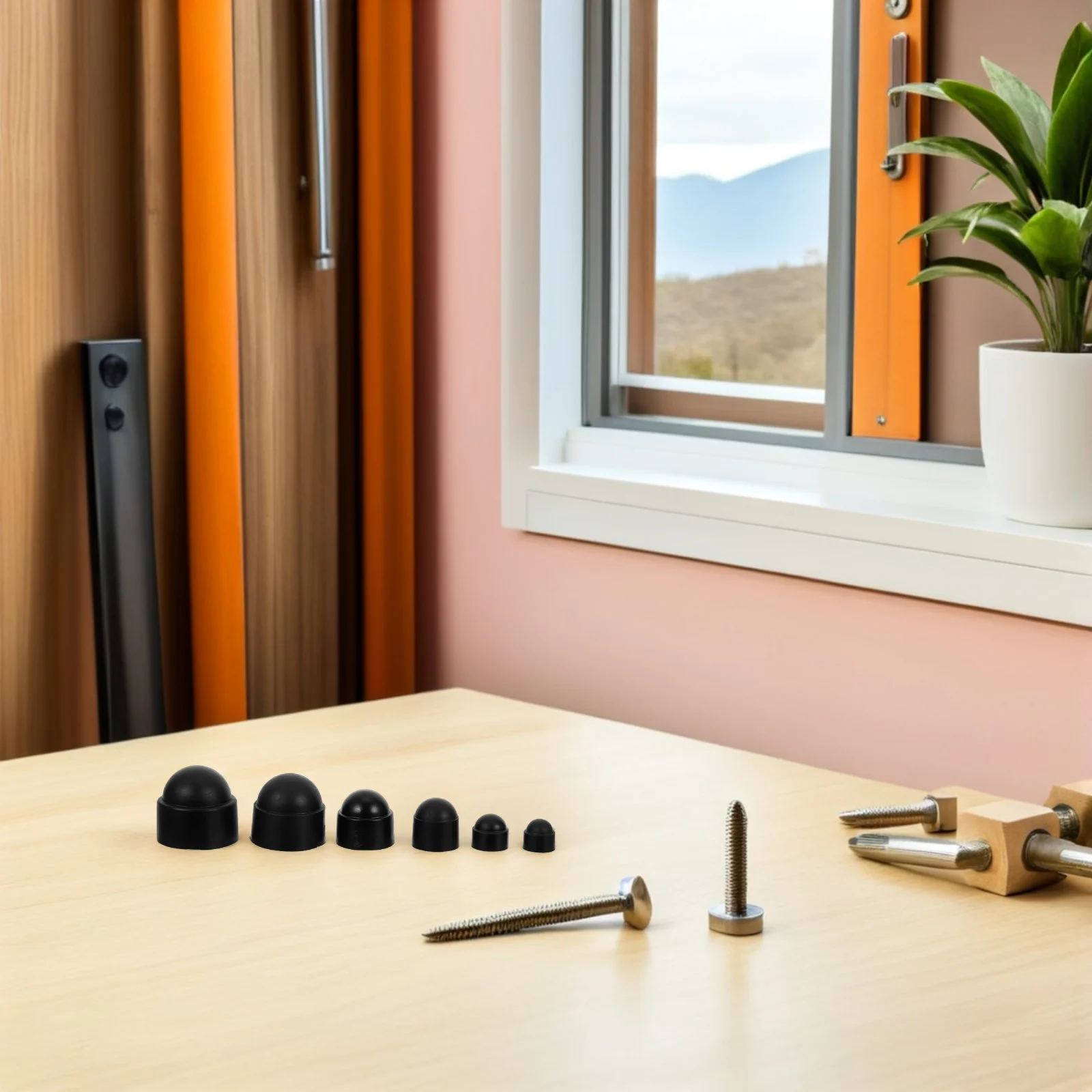 

160Pcs Nylon Dome Bolt Covers Hexagonal Nut Cap Black Screw Protection for Automotive Furniture Machinery Industrial Equipment