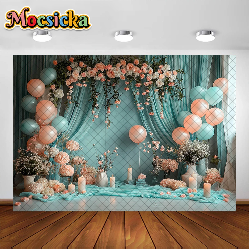 Wedding Photography Background Colorful Balloons Curtain Decoration Supplies Bride Photo Portrait Backdrops Studio Props Banner