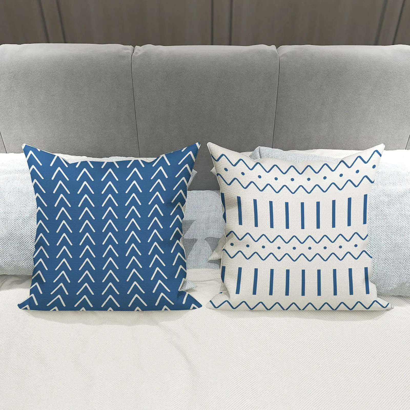 Set of 4 Modern Sofa Throw Pillow Cover, Decorative Outdoor Linen Fabric Pillow Case for Couch Bed Car 45x45cm for Home