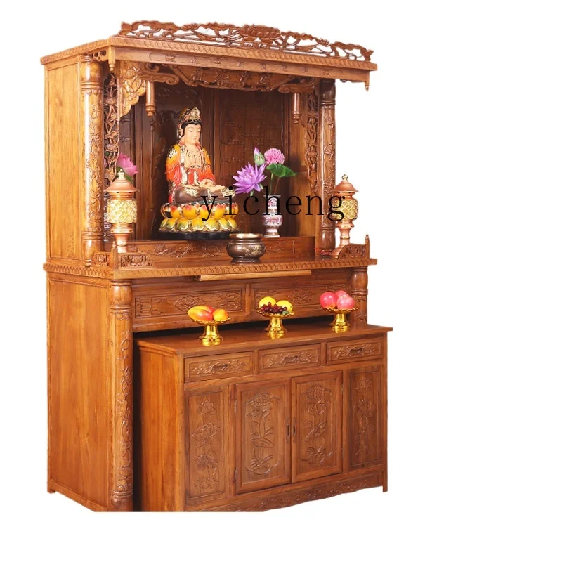 

XL Buddhist Scene Standing Cabinet Household Buddhist Cabinet All Solid Wood Guanyin Divine Cabinet Shrine Buddhist