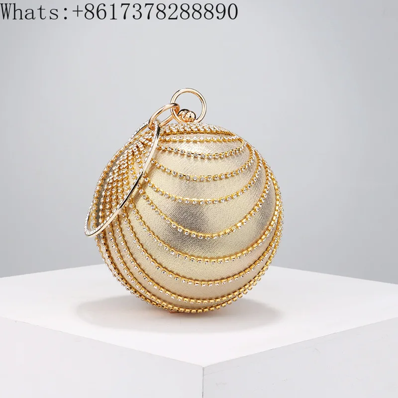 Ladies tassel small round bag versatile dress banquet handbag spherical evening bag