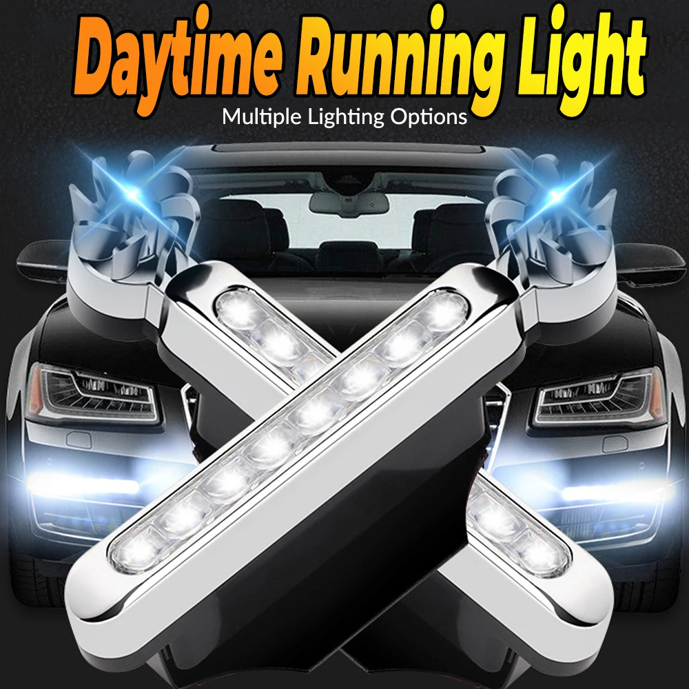 Wind Powered Car LED DayTime Running Lights Auto Auxiliary Lighting Rotation Fan Lamp Auto Day Time Headlights Car Accessories