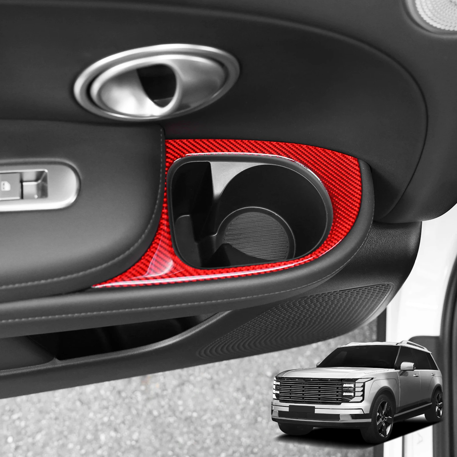 

Мягкий дверной подлокотник из углеродного волокна, панель, держатель для стакана с водой, наклейка для Hyundai Palisade LX3 2025 2026, украшение интерьера