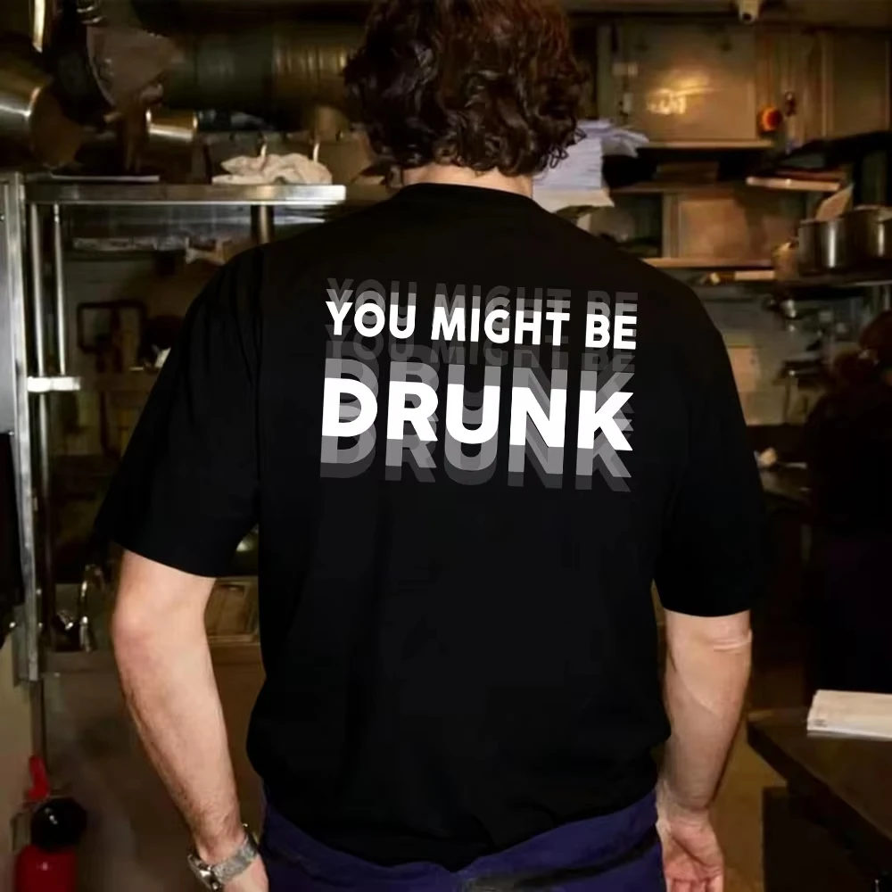 2026 New  Casual Streetwear T-shirt for Men,Funny Drinking Graphic Loose Daily Top