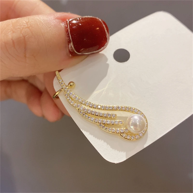 Korean Angel Wings Earrings Fashion Imitation Pearl Crystal Earring For Women Girl Party Jewelry Cute Gifts